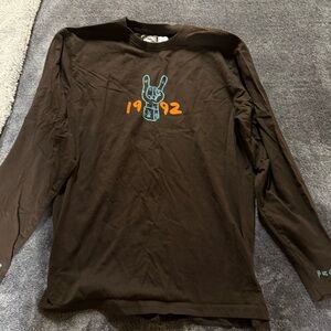 Brown Long Sleeve Shirt with dutch bros 1992 Graphic